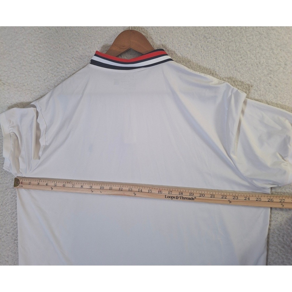 Polo Ralph Lauren Performance 1/4 Zip Polo Shirt Mens 2XL White Striped Collar - Picture 9 of 10